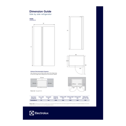 Electrolux ESE6200B-B dimension guide