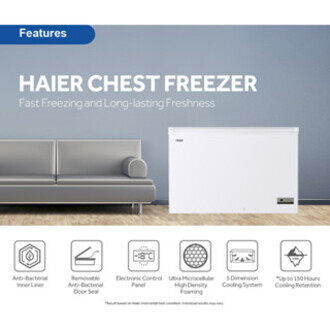 [4 Star] Haier 258L 6-in-1 Convertible Chest Freezer / 150h Cooling Retention / Anti-Bacterial - BD-288HEC