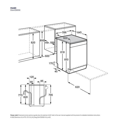 Electrolux ESA47200SX Freestanding Dishwasher 60cm Ultimatecare With 13 Place Settings