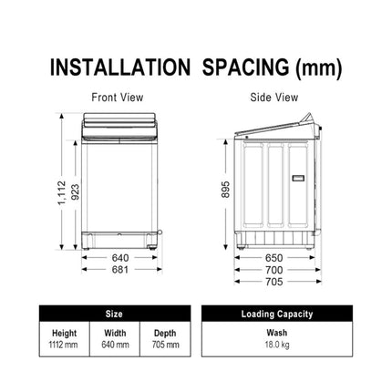 PANASONIC 18KG EASY HYGIENE & CONVENIENT TOP LOAD WASHING MACHINE NA-FD180V3BT