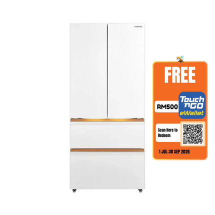 Toshiba GR-RF690WIPGY67 580L 4-Door Fridge Slot-in Refrigerator Multi Drawer Door Japandi