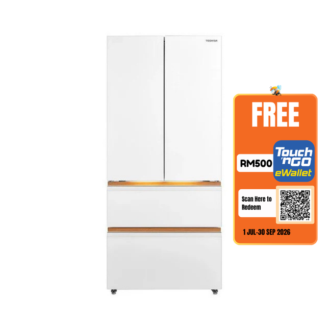 Toshiba GR-RF690WIPGY67 580L 4-Door Fridge Slot-in Refrigerator Multi Drawer Door Japandi