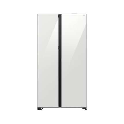 Samsung RS80F65MNWME 679L Side By Side Fridge, Refrigerator Auto Open Door, White Glass