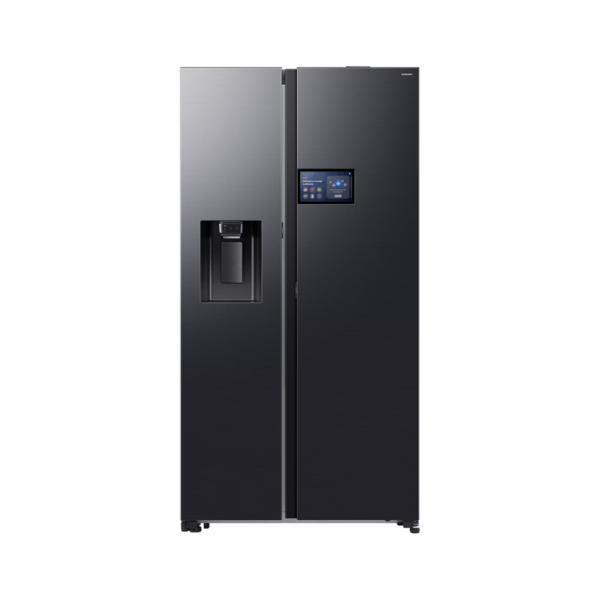 Samsung RS80F65GNFME 609L Side By Side Fridge, 3-Door Refrigerator, Food Showcase, Black