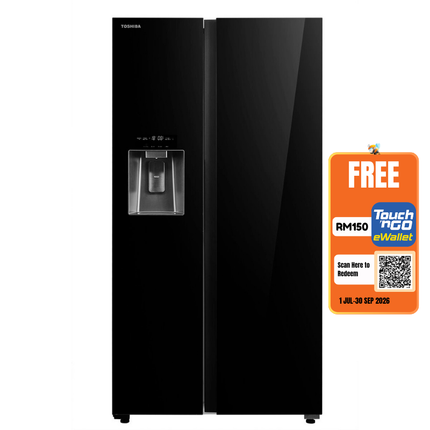 Toshiba GR-RS755WIA-PGY(22) 640L Side by Side Refrigerator Origin Inverter Glass Black